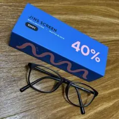 美品JINSブルーライトカットメガネJINSSCREEN40%cutSH01 黒