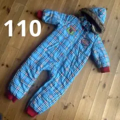 子供用ジャンプスーツ 110cm チェック柄 スキーウェア 雪遊び スノーウェア