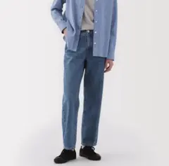 無印良品 婦人 木の実から作ったカポック混デニムストレートパンツライトブルー25のサムネイル
