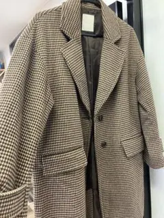 FREES MART チェック柄 ロングコート　毛玉できにくい素材　アイロン可