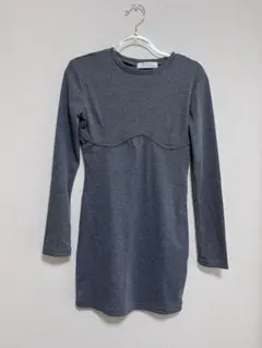 ク*♡様 グレー 長袖ミニワンピース