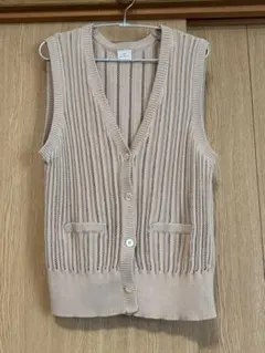 Green Label Relaxing ベージュニットベスト コットン100%