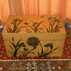 李朝 宝石箱 小箪笥 花鳥図 金彩 ジュエリーボックス 朝鮮家具 古美