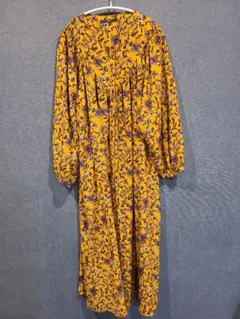 花柄ギャザーマキシワンピース