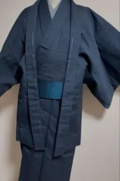 【メンズウールアンサンブル】男物ウール・ウール着物と羽織セット・裄64㎝