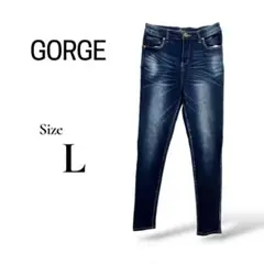 着痩せ美脚✨ゴージ 美脚ストレッチスキニーデニムパンツ インディゴ L 濃紺のサムネイル