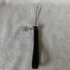 ミッキーマウス ストラップ 黒 レザー調