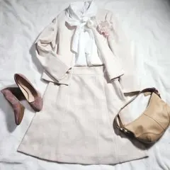 【美品】anySiS ノーカラーツイードジャケット スカート セットアップ L