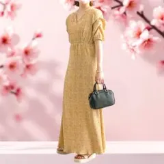 mline楊柳花柄　ロングワンピース　イエロー　黄色　ほぼ新品