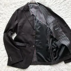 【極美品 L】タケオキクチ　テーラードジャケット　ブラウン　千鳥格子　スエード調