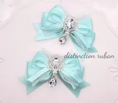 ヘアクリップリボン サテンミントグリーン量産型 ロリィタ 地雷系