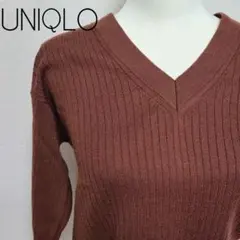 【ユニクロ】レディース メリノブレンドリブVネックセーター ニットサイズM