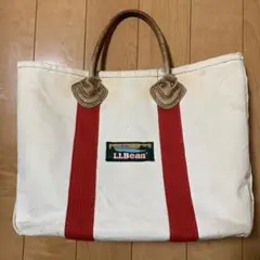 90'S LLBean キャンバストートバッグ ホワイト/レッド