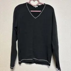 COMME CA ダークグレー Vネックセーター L