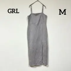 GRL スエード風スリットキャミワンピース 紫 肩紐アジャスター