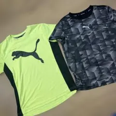 プーマ Tシャツ 2枚セット 蛍光イエロー・黒・グレー