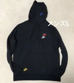 NIKE ナイキ 刺繍ロゴ スウッシュ パーカー 希少 入手困難　ブラック　L