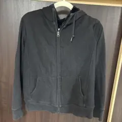 黒 ボア裏地 フード付きパーカー L