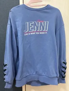 匿名配送 SISTER JENNI 青 トレーナー レースアップ袖 160cm