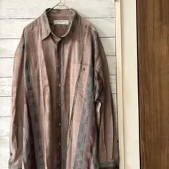 LANVIN Studio 長袖シャツ　ストライプ　幾何学模様　古着屋購入