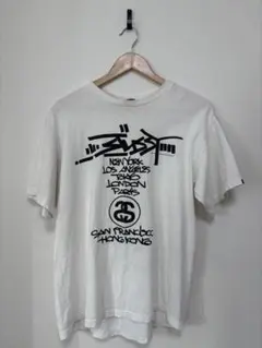 STUSSY ワールドツアー Tシャツ ホワイト L 半袖 ストリート