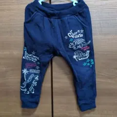 恐竜プリント ネイビー フリースパンツ 100cm