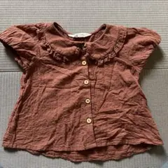 H&M ブラウン 半袖シャツ 98cm フリル付き