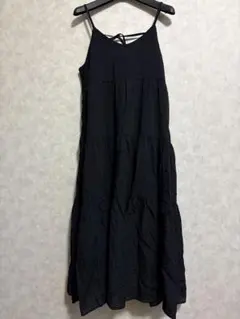 キャミソール ロングワンピース 黒 M