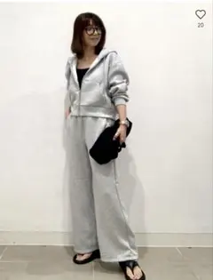 GU パフスウェットフルジップパーカXSとパンツ［丈短め］XSセット