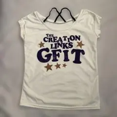 ホワイト 半袖Tシャツ プリントデザイン