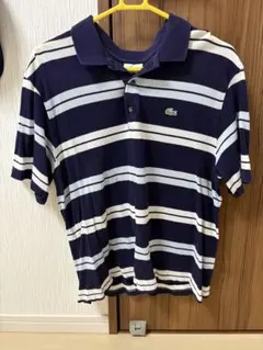 LACOSTE ネイビー/ホワイト ストライプ ポロシャツ サイズ4