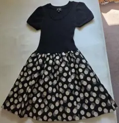TO★b. 半袖ニットワンピース 黒と白の水玉