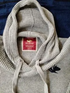ELKEX リブ編 フード付 パーカー グレー メンズ レディース ユニセックス