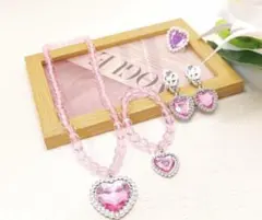 子供 プリンセス　リング　イヤリング　ネックレス　アクセサリー　ピンク