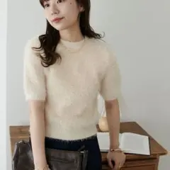 DISCOAT ラメ　フェザー　ヤーン　半袖　プルオーバー　ニット