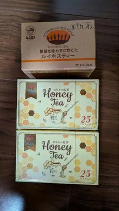はちみつ紅茶2箱、オーガニックルイボスティー1箱　新品のサムネイル