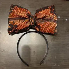盛り髪　オレンジリボン　カチューシャ付き