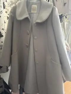 グレー ラウンドカラー コート