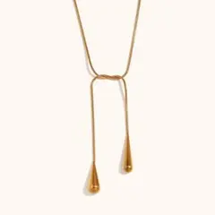 【ゴールド】ロングネックレス 長さ調整自由自在 ステンレス製 おしゃれ