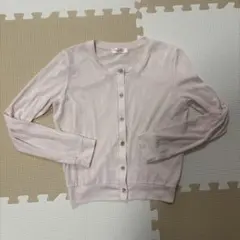 ByeBye カーディガン Uネック ビジュー ベビーピンク テロ素材