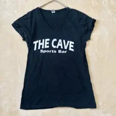 デルタアパレル ロゴ プリント Vネック Tシャツ M 黒 カジュアル お出かけのサムネイル