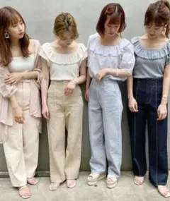 NICE CLAUP ハイウエスト硫化デニムパンツ 紺色 Sサイズ