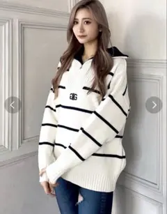 ‪☆GYDA(ジェイダ) シンメトリー GYDA ハーフジップニットトップス美品