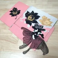 黒の出目金♥スパンコール♥アンティーク帯リメイク♥二部式作り帯付け帯♥薔薇