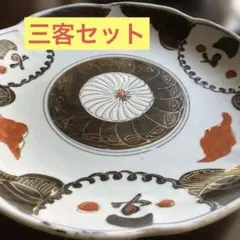 未使用 古伊万里 色絵 金彩 白盛り 菊文 輪花皿 3客セット骨董 アンティーク 未使用 古伊万里 色絵 金彩 白盛り 菊文 輪花皿 3客セット骨董