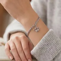 ステンレス製 王冠 クラウン チャーム ブレスレット 喜平チェーン　キング