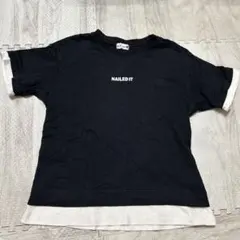 ブランシェス　レイヤード Tシャツ 黒/白　120