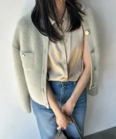 SNIDEL フォックスファーニットジャケット フリーサイズ