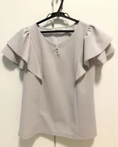 MISCH MASCH フレア袖　パールカット　ブラウス　グレー