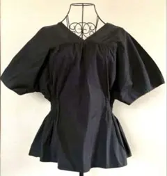 美品 Sybilla シビラ デミキッテ ギャザーブラウス 洗える ブラック 